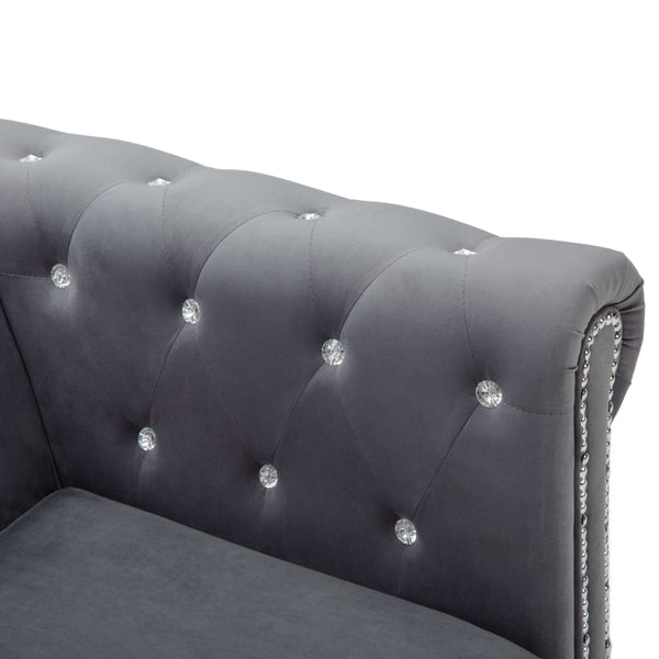 vidaXL Chesterfield 3-Seater Sofa Velvet Upholstery 199x75x72 cm Grey