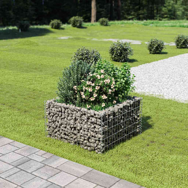 Gabionen-Hochbeet Verzinkter Stahl 90×90×50 cm