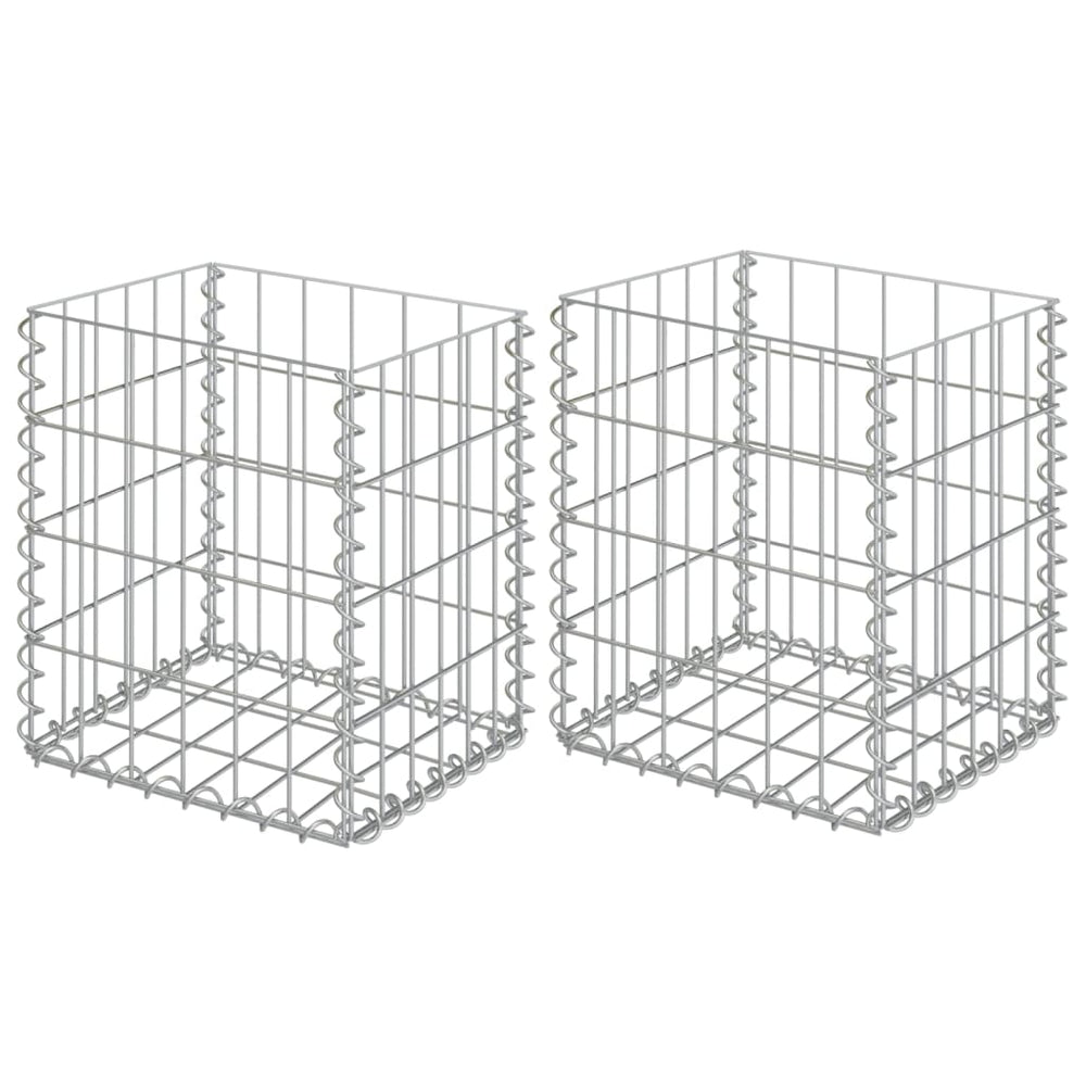 vidaXL Gabion Baskets 2 pcs. Galvanized Steel 30x30x40 cm