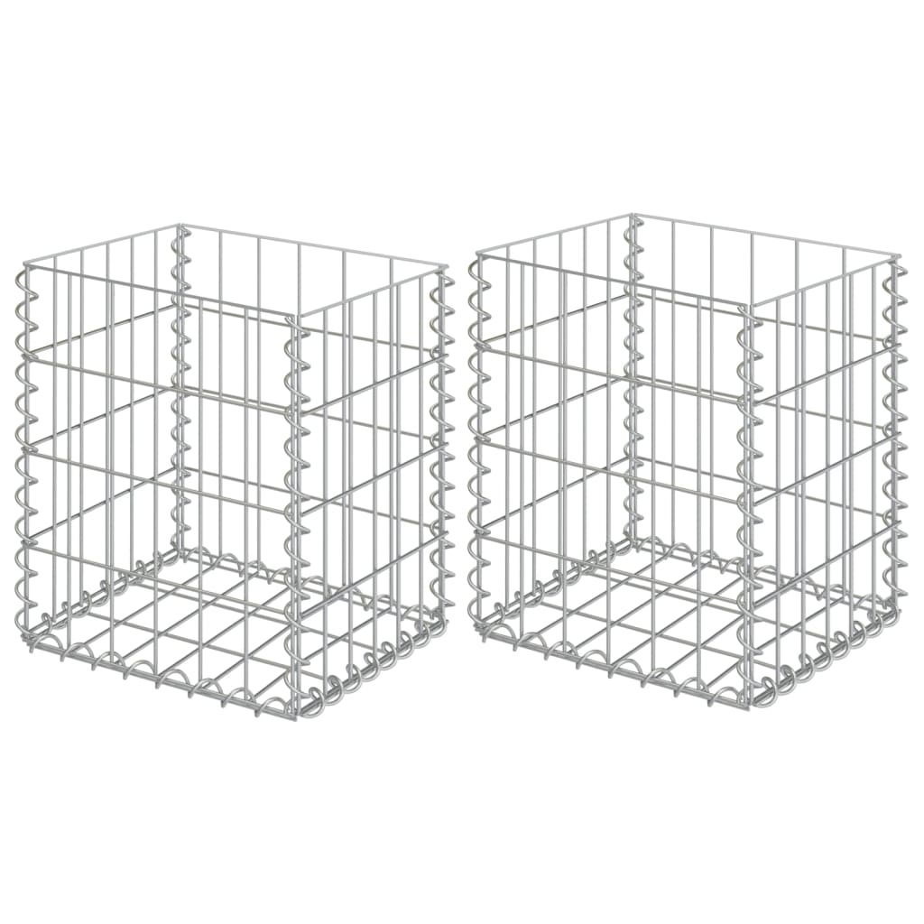 vidaXL Gabion Baskets 2 pcs. Galvanized Steel 30x30x40 cm