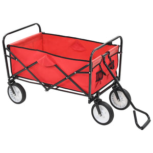 vidaXL Foldable Hand Cart Steel Red