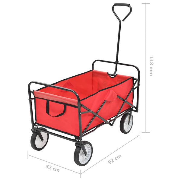 vidaXL Foldable Hand Cart Steel Red