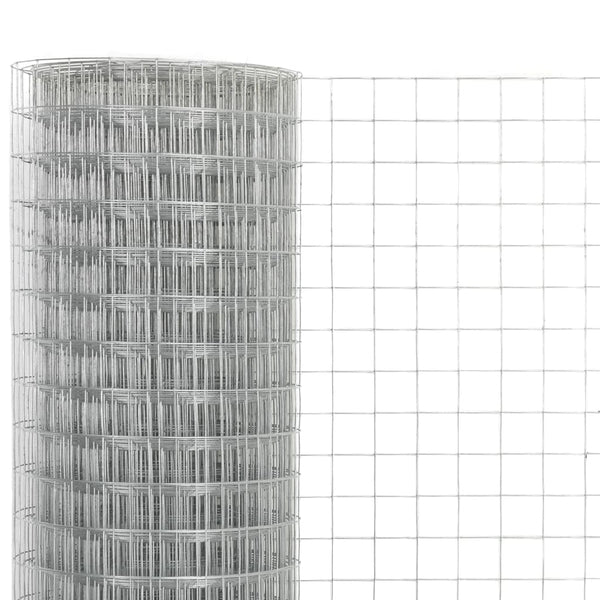 vidaXL Galvanized Steel Mesh Fencing 25x0.5 m Silver