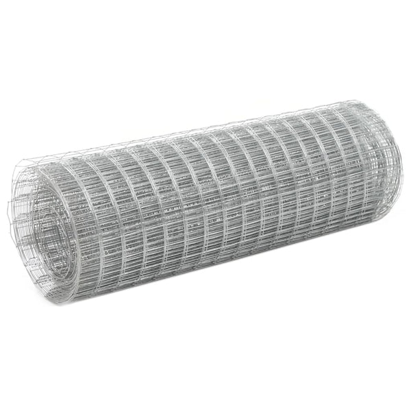 vidaXL Galvanized Steel Mesh Fencing 25x0.5 m Silver