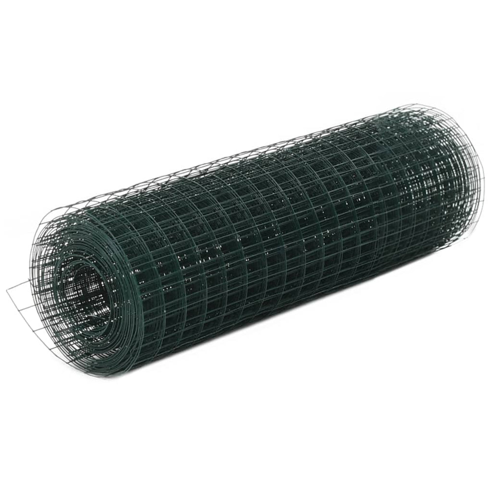 vidaXL Wire Fence Steel with PVC Coating 10x0.5 m Green