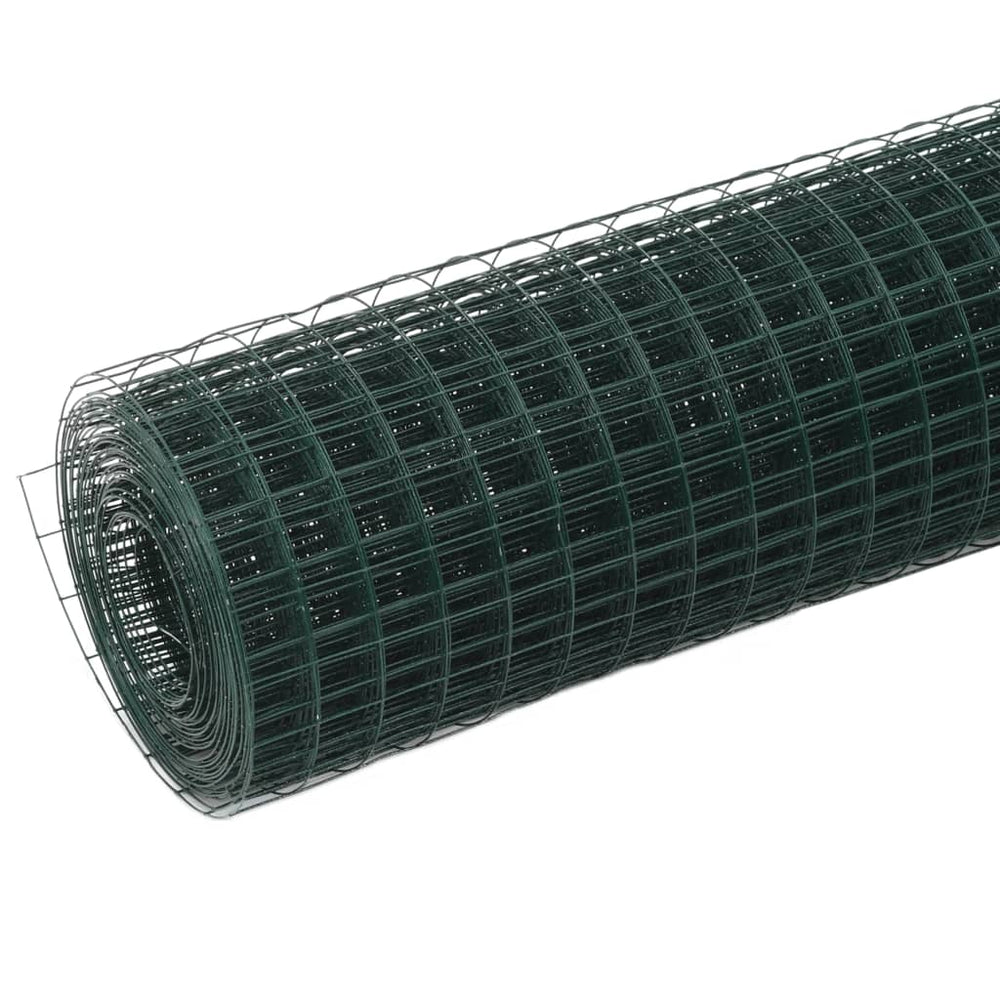 vidaXL Wire Mesh Fence Steel with PVC Coating 10x0.5 m Green