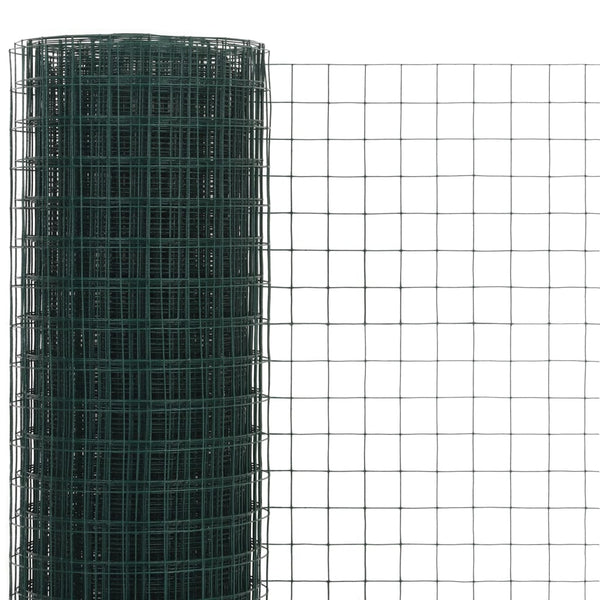 vidaXL Wire Mesh Fence Steel with PVC Coating 10x0.5 m Green