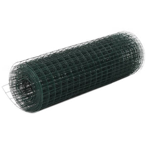 vidaXL Wire Mesh Fence Steel with PVC Coating 10x0.5 m Green