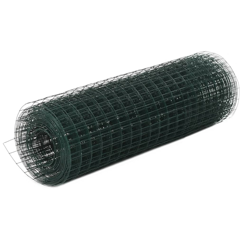 vidaXL Wire Mesh Fence Steel with PVC Coating 25x0.5 m Green