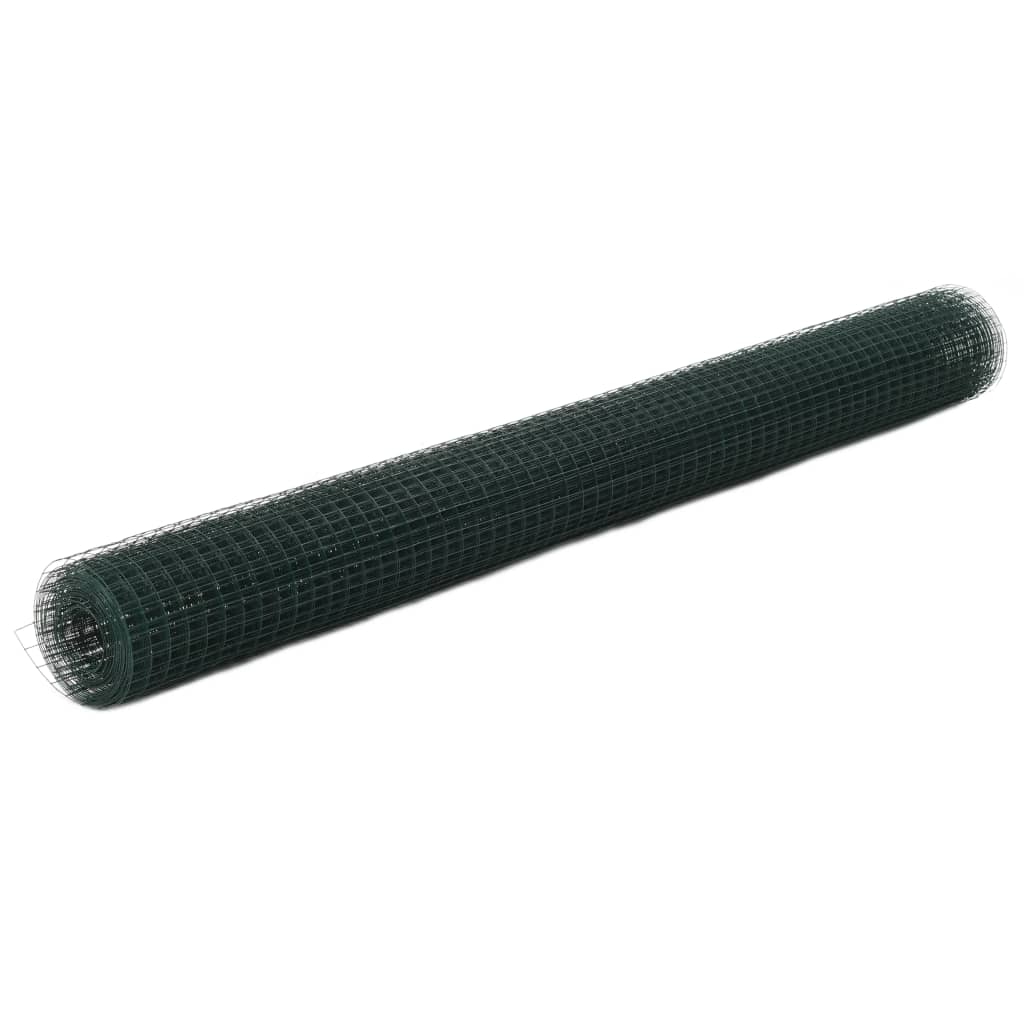 vidaXL Wire Fence Steel with PVC Coating 25x1.5 m Green