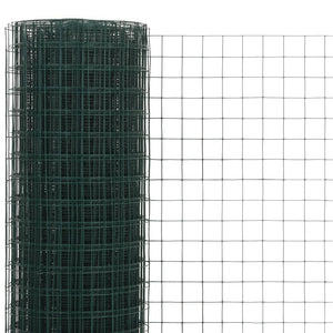 vidaXL Wire Fence Steel with PVC Coating 25x1.5 m Green