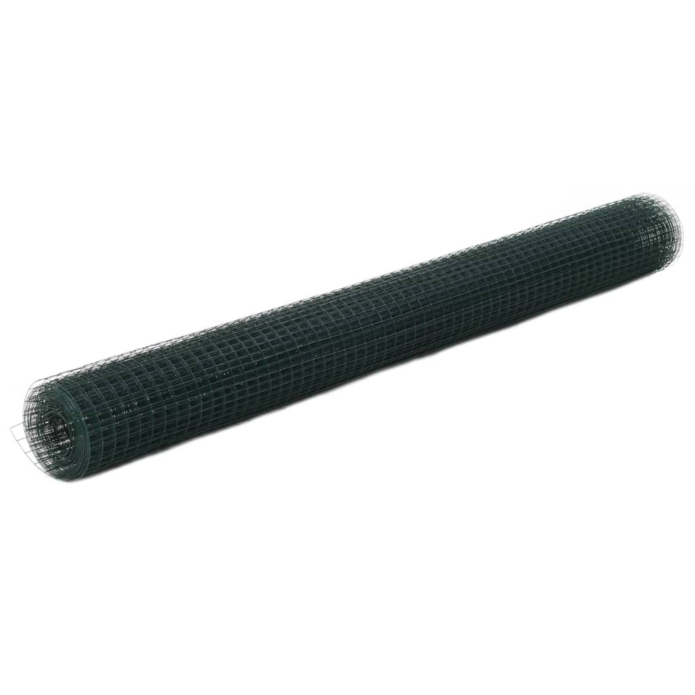 vidaXL Wire Fence Steel with PVC Coating 25x1.5 m Green