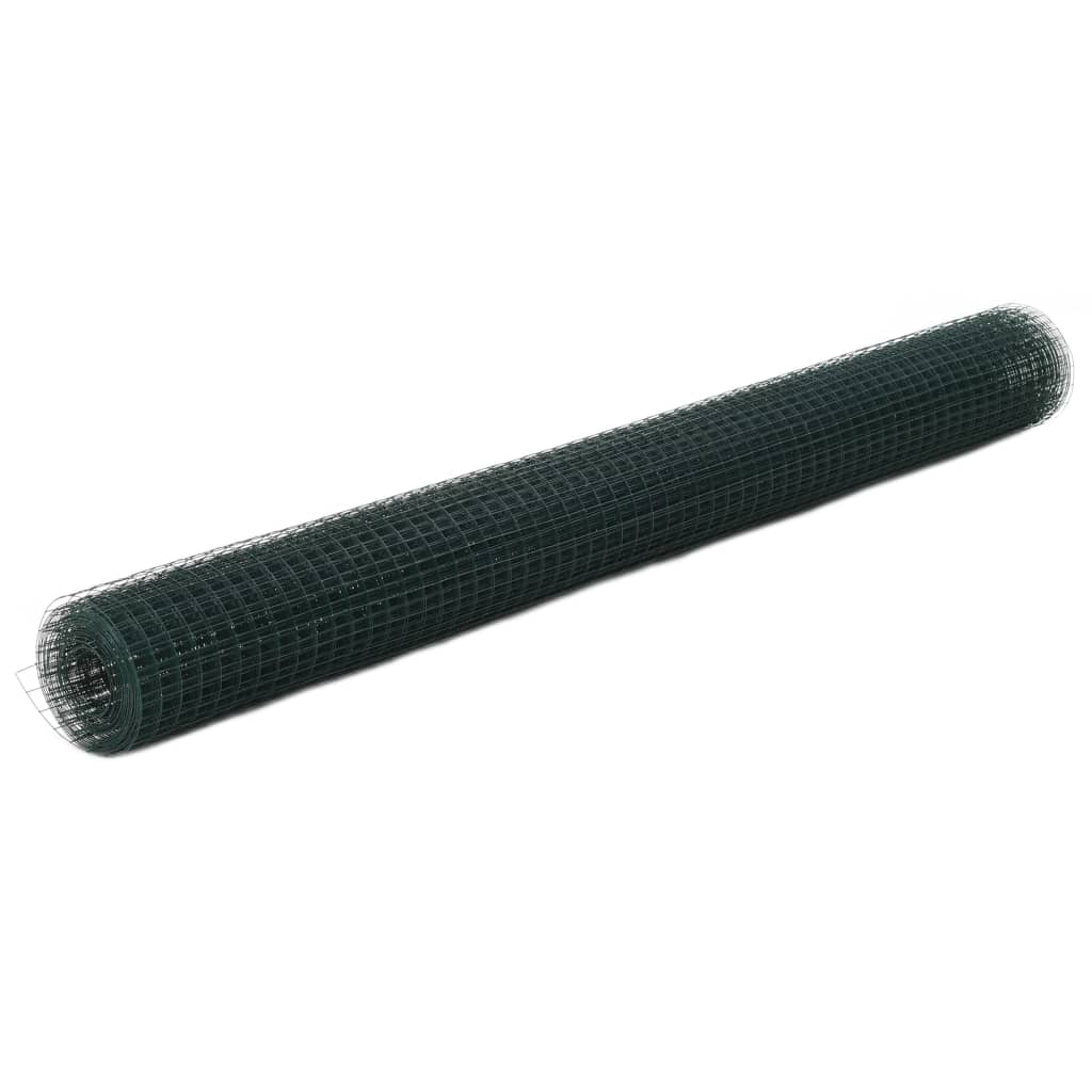 vidaXL Wire Fence Steel with PVC Coating 25x1.5 m Green