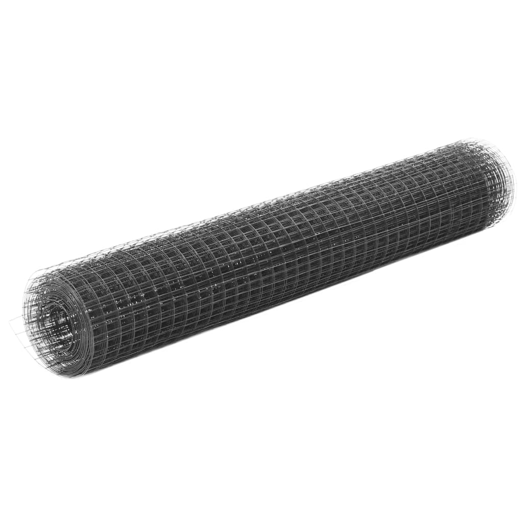 vidaXL Wire Mesh Fence Steel with PVC Coating 25x1 m Grey
