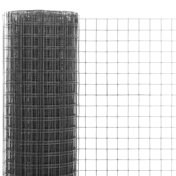 vidaXL Wire Mesh Fence Steel with PVC Coating 25x1.5 m Gray