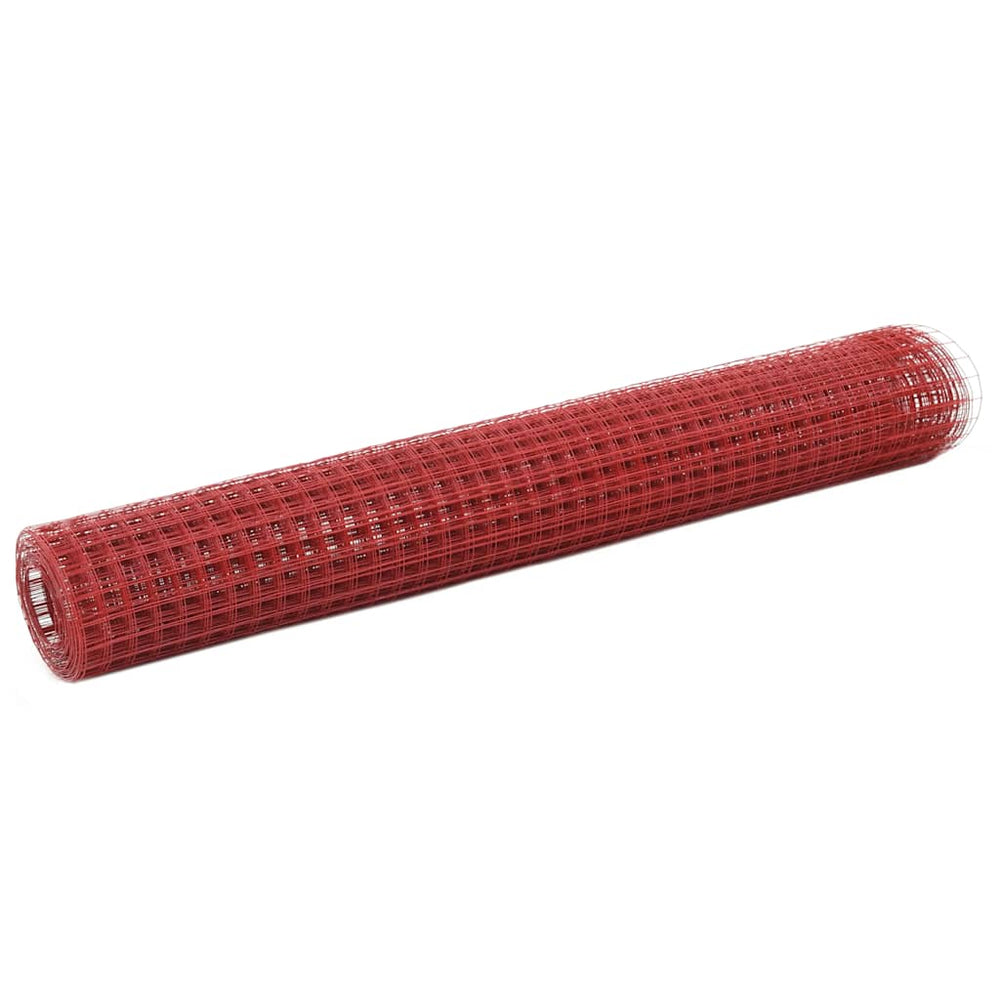 vidaXL Wire Mesh Fence Steel with PVC Coating 10x1 m Red