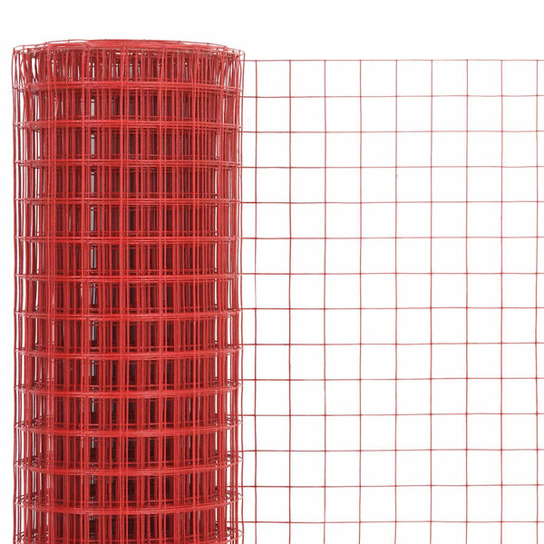 vidaXL Wire Mesh Fence Steel with PVC Coating 10x1 m Red