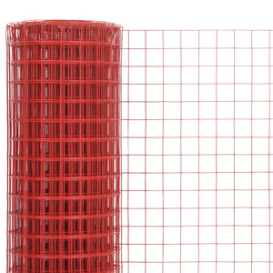 vidaXL Wire Mesh Fence Steel with PVC Coating 10x1 m Red