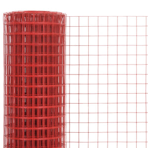 vidaXL Wire Fence Steel with PVC Coating 10x0.5 m Red