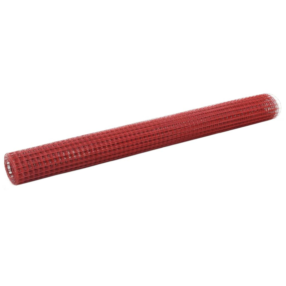 vidaXL Wire Fence Steel with PVC Coating 10x1.5 m Red