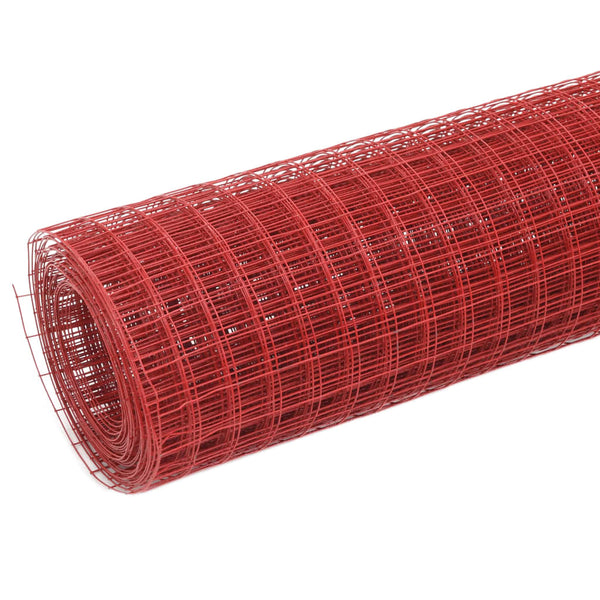 vidaXL Wire Fence Steel with PVC Coating 10x1.5 m Red