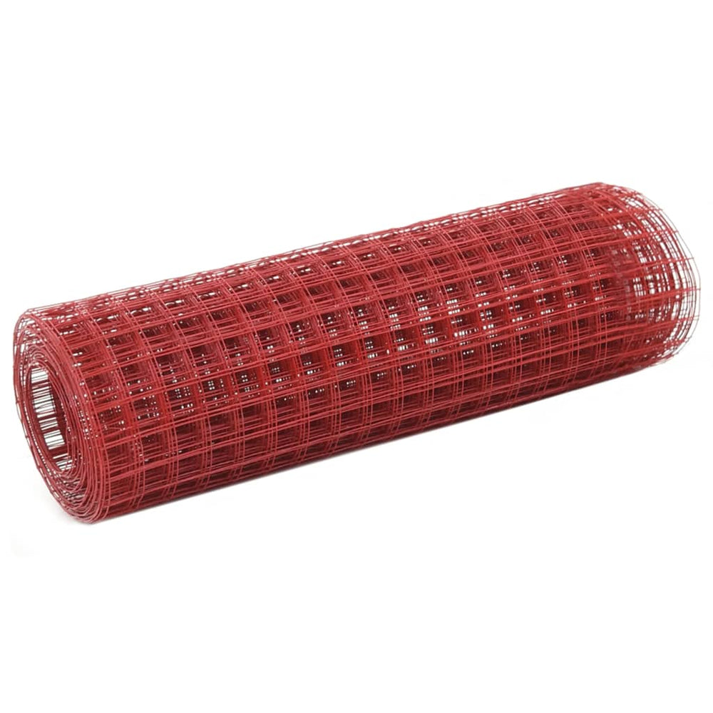 vidaXL Wire Mesh Fence Steel with PVC Coating 25x0.5 m Red