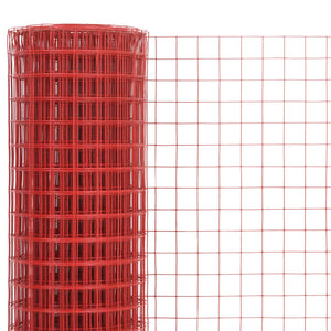 vidaXL Wire Mesh Fence Steel with PVC Coating 25x0.5 m Red
