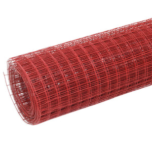 vidaXL Wire Mesh Fence Steel with PVC Coating 25x0.5 m Red