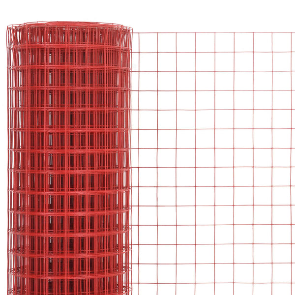 vidaXL Wire Mesh Fence Steel with PVC Coating 25x1.5 m Red