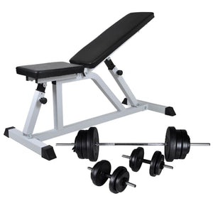 vidaXL Weight Bench with Barbell and Dumbbell Set 60.5 kg
