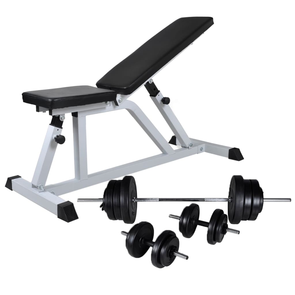 vidaXL Weight Bench with Barbell and Dumbbell Set 60.5 kg