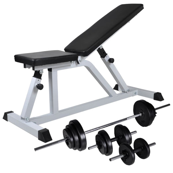 vidaXL Weight Bench with Barbell and Dumbbell Set 30.5 kg