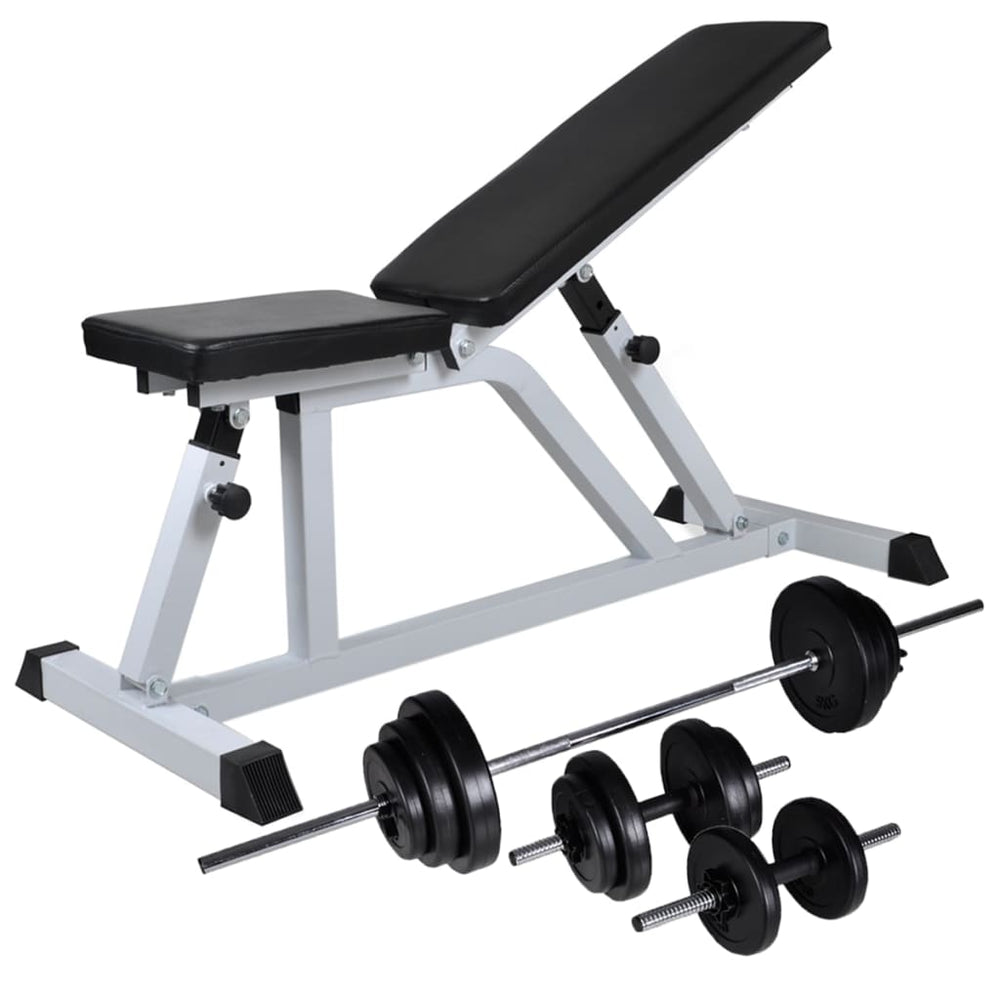 vidaXL Weight Bench with Barbell and Dumbbell Set 30.5 kg