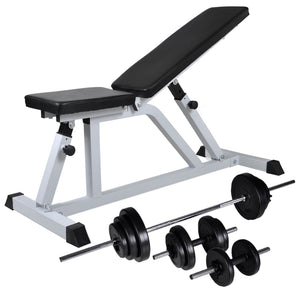 vidaXL Weight Bench with Barbell and Dumbbell Set 30.5 kg