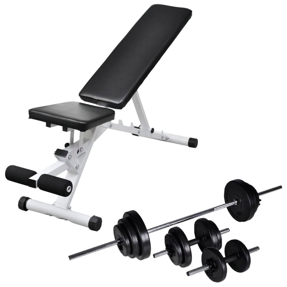 vidaXL Weight Bench with Barbell and Dumbbell Set 30.5 kg
