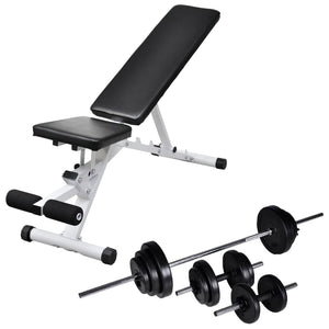 vidaXL Weight Bench with Barbell and Dumbbell Set 30.5 kg