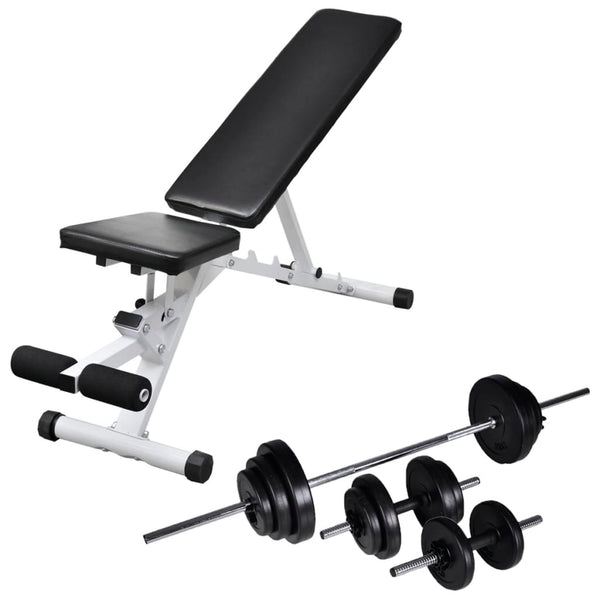 vidaXL Weight Bench with Barbell and Dumbbell Set 30.5 kg