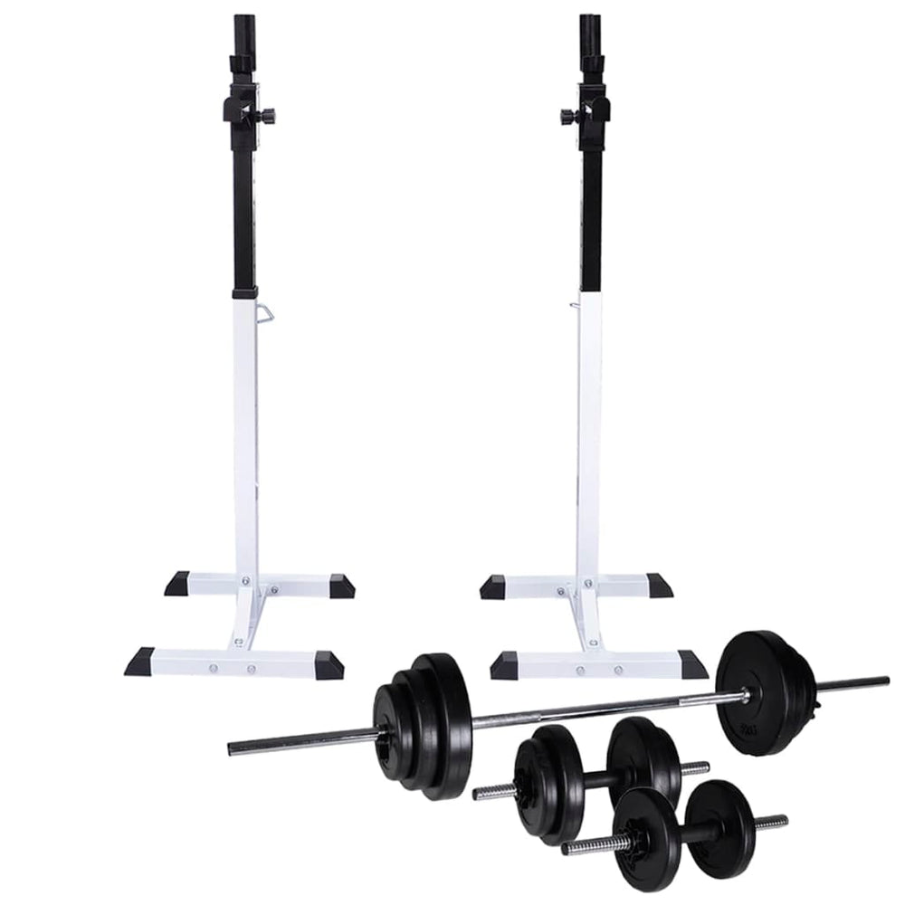 vidaXL Squat Rack/Barbell Stand with Barbell Set 30.5 kg