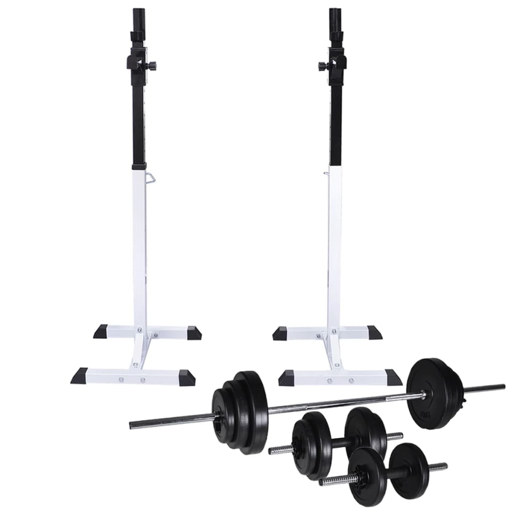 vidaXL Squat Rack/Barbell Stand with Barbell Set 30.5 kg