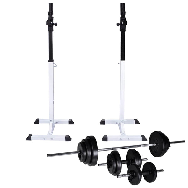 vidaXL Squat Rack/Barbell Stand with Barbell Set 30.5 kg