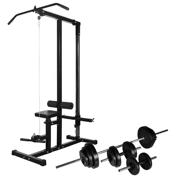 vidaXL Fitness Station with Barbell and Dumbbell Set 30.5 kg
