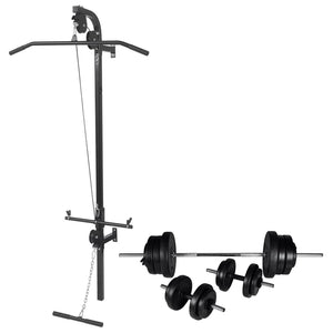 vidaXL Wall-Mounted Fitness Station with Barbell Dumbbell Set 60.5 kg