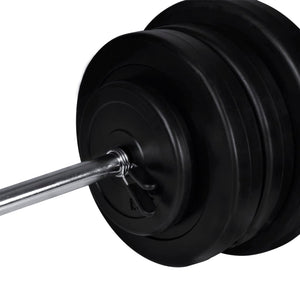 vidaXL Wall-Mounted Fitness Station with Barbell Dumbbell Set 60.5 kg