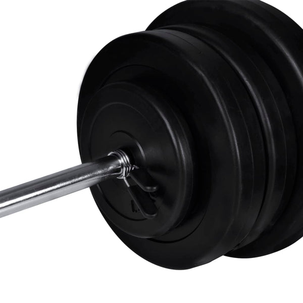 vidaXL Wall-Mounted Fitness Station with Barbell Dumbbell Set 60.5 kg