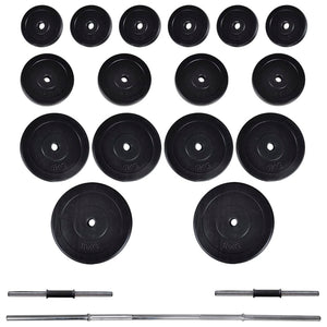 vidaXL Wall-Mounted Fitness Station with Barbell Dumbbell Set 60.5 kg