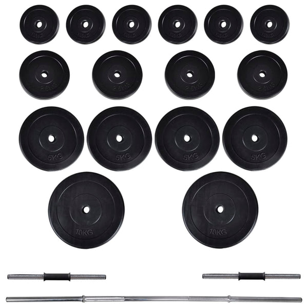vidaXL Wall-Mounted Fitness Station with Barbell Dumbbell Set 60.5 kg