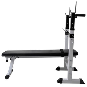 vidaXL Weight Bench with Rack, Barbell and Dumbbell Set 60.5 kg