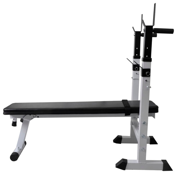 vidaXL Weight Bench with Rack, Barbell and Dumbbell Set 60.5 kg