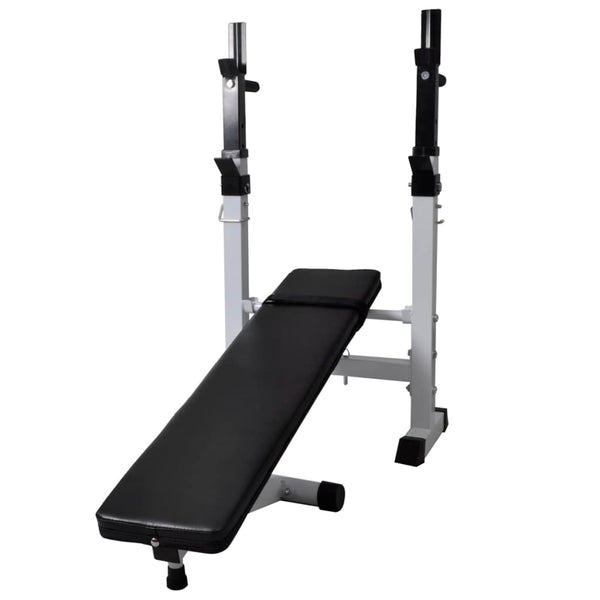 vidaXL Weight Bench with Rack, Barbell and Dumbbell Set 60.5 kg