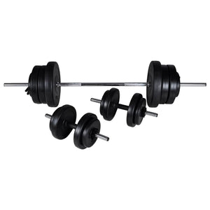 vidaXL Weight Bench with Rack, Barbell and Dumbbell Set 60.5 kg